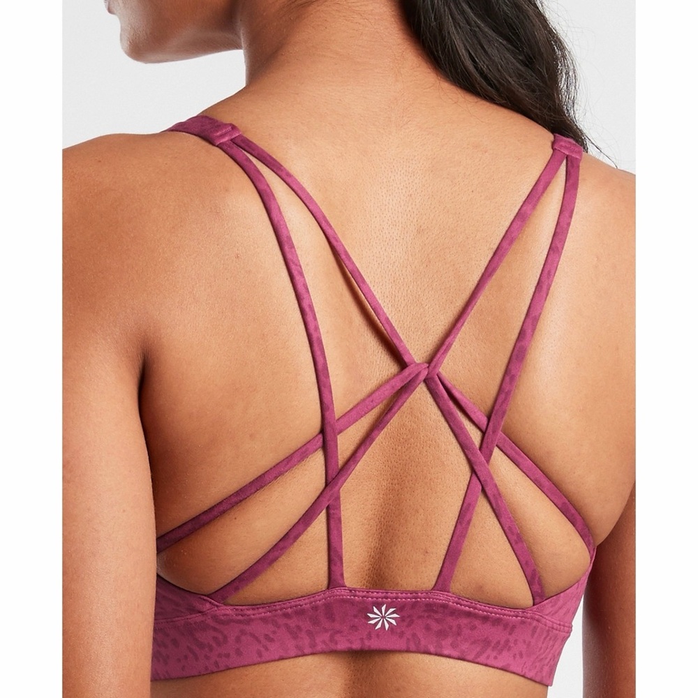 Athleta Solace Printed Sports Bra in Berry NWT SZ XL - Picture 3 of 12